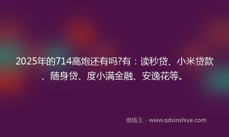 2025年的714高炮还有吗?有：读秒贷、小米贷款、随身贷、度小满金融、安逸花等。