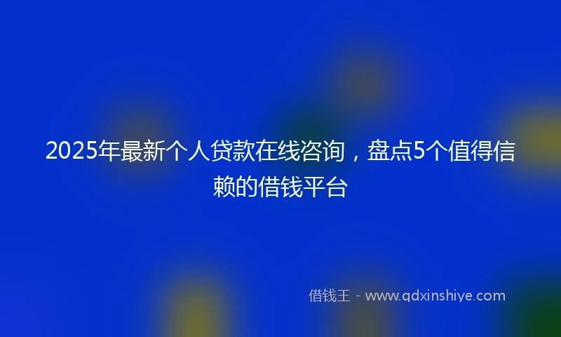 2025年最新个人贷款在线咨询，盘点5个值得信赖的借钱平台