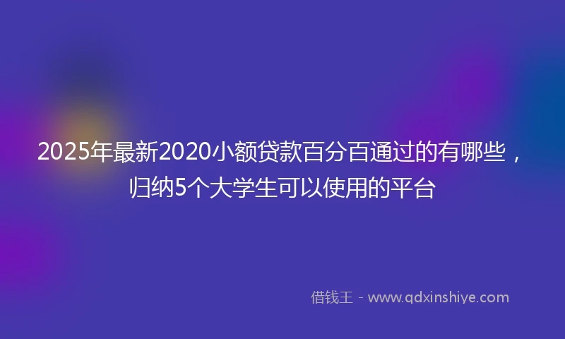 2025年最新2020小额贷款百分百通过的有哪些，归纳5个大学生可以使用的平台