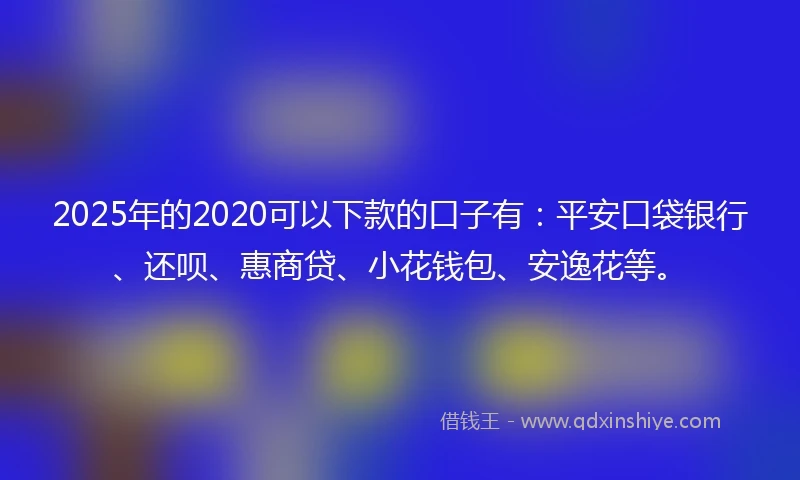 2025年的2020可以下款的口子有：平安口袋银行、还呗、惠商贷、小花钱包、安逸花等。