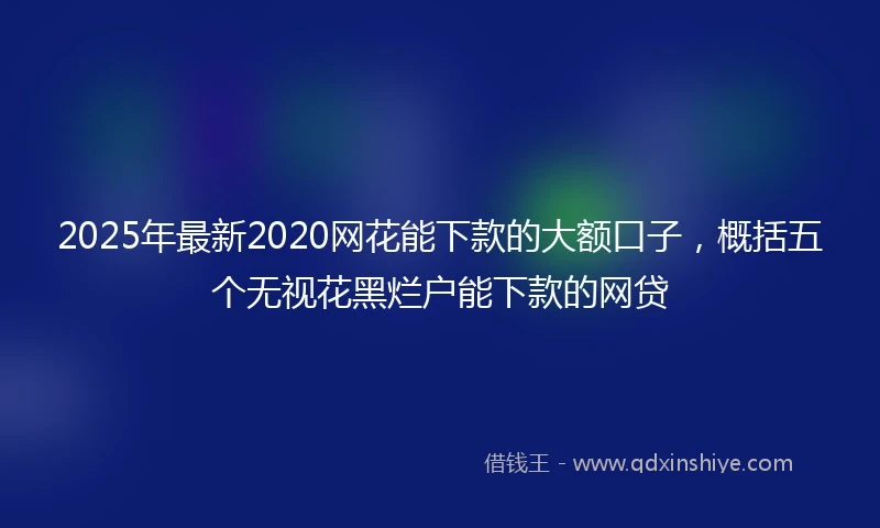 2025年最新2020网花能下款的大额口子，概括五个无视花黑烂户能下款的网贷