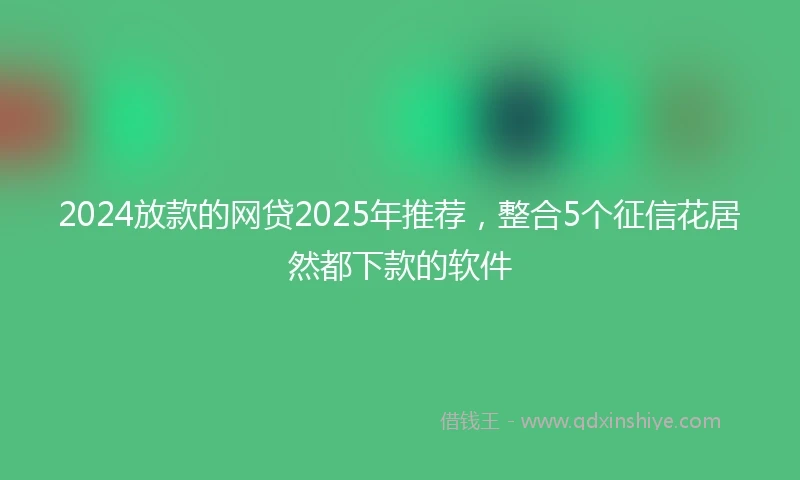 2024放款的网贷2025年推荐，整合5个征信花居然都下款的软件