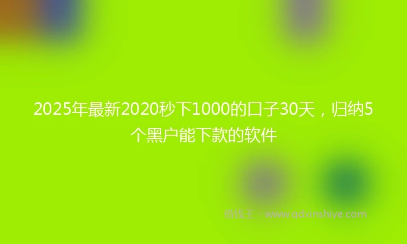 2025年最新2020秒下1000的口子30天，归纳5个黑户能下款的软件