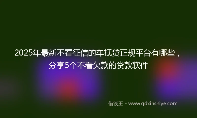 2025年最新不看征信的车抵贷正规平台有哪些，分享5个不看欠款的贷款软件