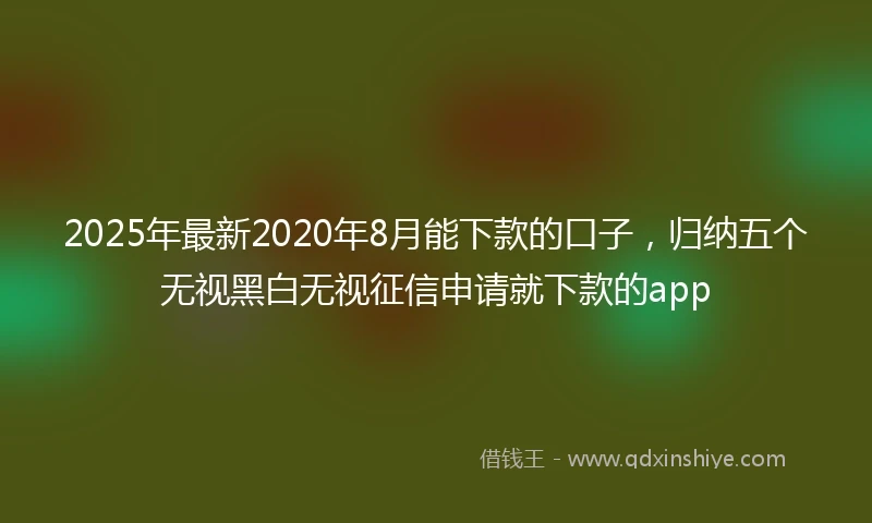 2025年最新2020年8月能下款的口子，归纳五个无视黑白无视征信申请就下款的app