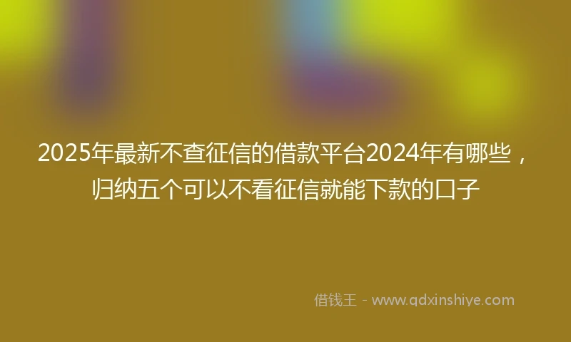 2025年最新不查征信的借款平台2024年有哪些，归纳五个可以不看征信就能下款的口子