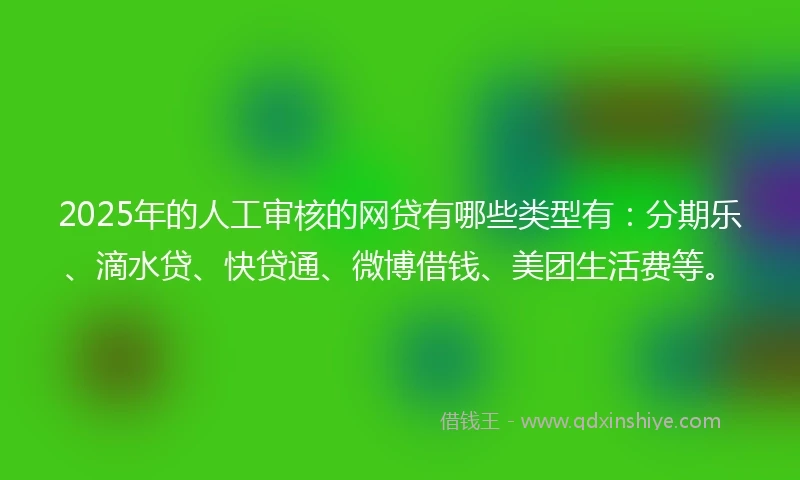 2025年的人工审核的网贷有哪些类型有：分期乐、滴水贷、快贷通、微博借钱、美团生活费等。