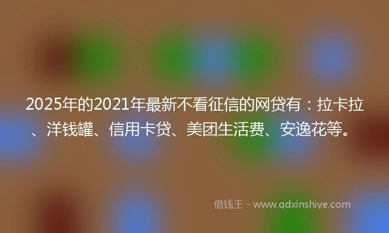 2025年的2021年最新不看征信的网贷有：拉卡拉、洋钱罐、信用卡贷、美团生活费、安逸花等。