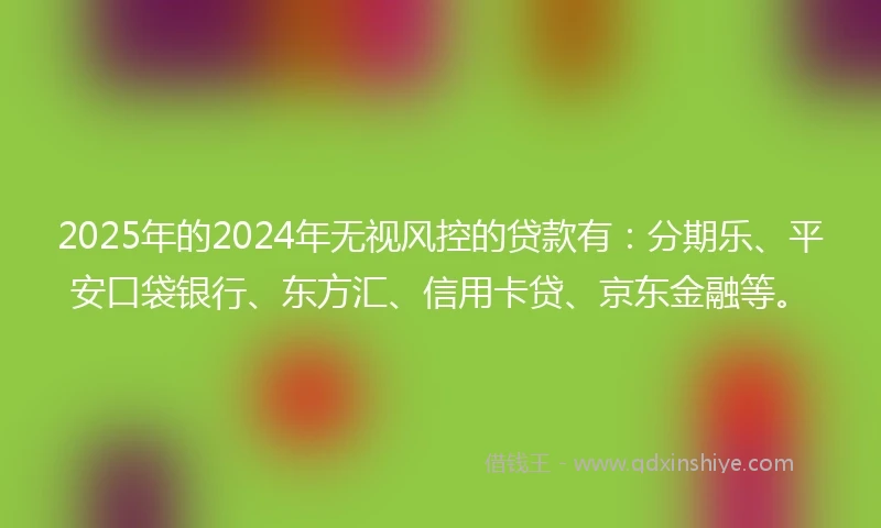 2025年的2024年无视风控的贷款有：分期乐、平安口袋银行、东方汇、信用卡贷、京东金融等。