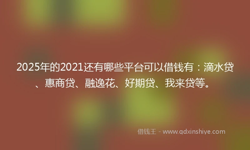 2025年的2021还有哪些平台可以借钱有：滴水贷、惠商贷、融逸花、好期贷、我来贷等。