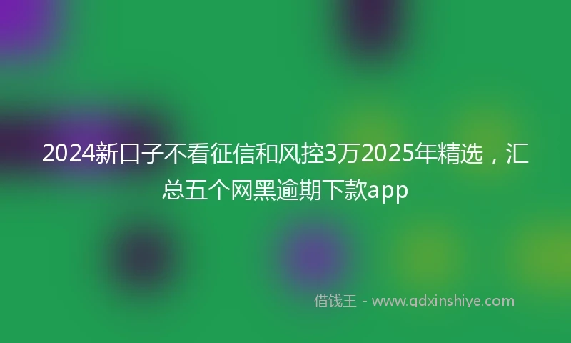 2024新口子不看征信和风控3万2025年精选，汇总五个网黑逾期下款app