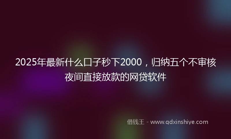 2025年最新什么口子秒下2000，归纳五个不审核夜间直接放款的网贷软件