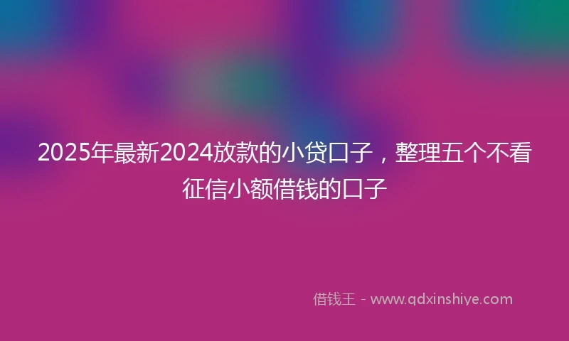2025年最新2024放款的小贷口子，整理五个不看征信小额借钱的口子
