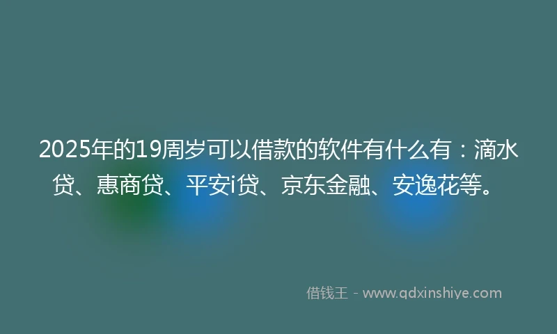 2025年的19周岁可以借款的软件有什么有：滴水贷、惠商贷、平安i贷、京东金融、安逸花等。