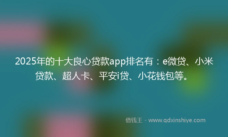 2025年的十大良心贷款app排名有：e微贷、小米贷款、超人卡、平安i贷、小花钱包等。