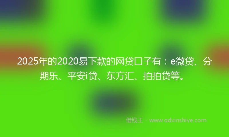 2025年的2020易下款的网贷口子有：e微贷、分期乐、平安i贷、东方汇、拍拍贷等。