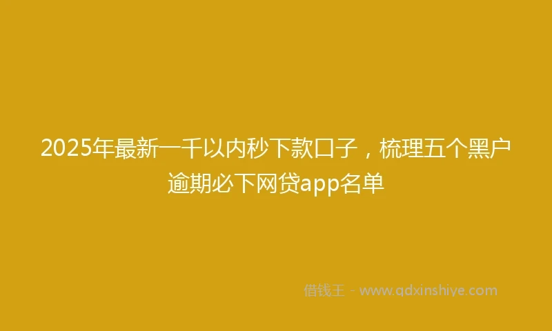 2025年最新一千以内秒下款口子，梳理五个黑户逾期必下网贷app名单