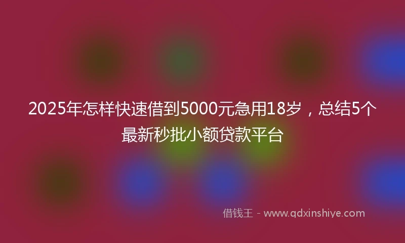 2025年怎样快速借到5000元急用18岁，总结5个最新秒批小额贷款平台