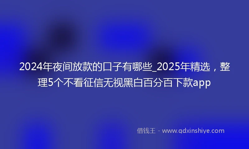 2024年夜间放款的口子有哪些_2025年精选，整理5个不看征信无视黑白百分百下款app