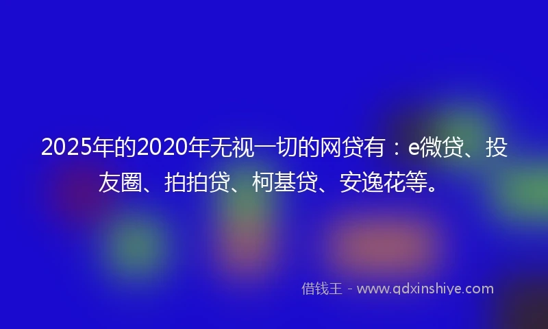 2025年的2020年无视一切的网贷有：e微贷、投友圈、拍拍贷、柯基贷、安逸花等。