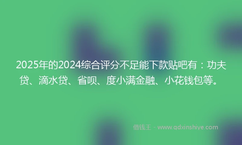 2025年的2024综合评分不足能下款贴吧有：功夫贷、滴水贷、省呗、度小满金融、小花钱包等。