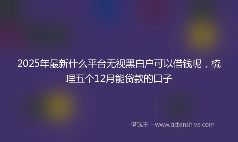 2025年最新什么平台无视黑白户可以借钱呢，梳理五个12月能贷款的口子