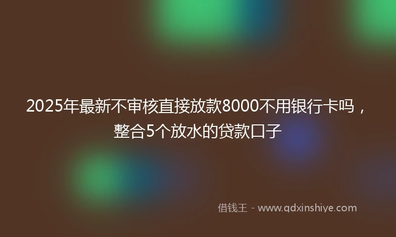 2025年最新不审核直接放款8000不用银行卡吗，整合5个放水的贷款口子