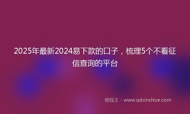 2025年最新2024易下款的口子，梳理5个不看征信查询的平台
