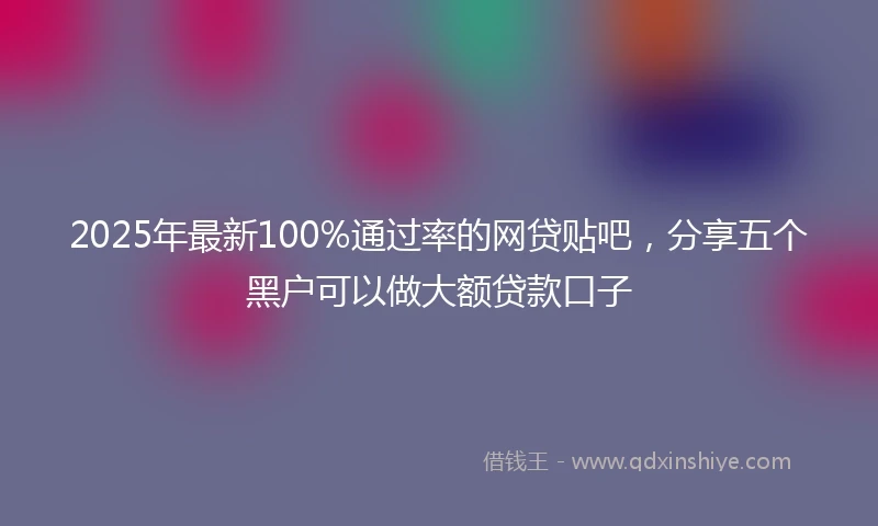2025年最新100%通过率的网贷贴吧，分享五个黑户可以做大额贷款口子