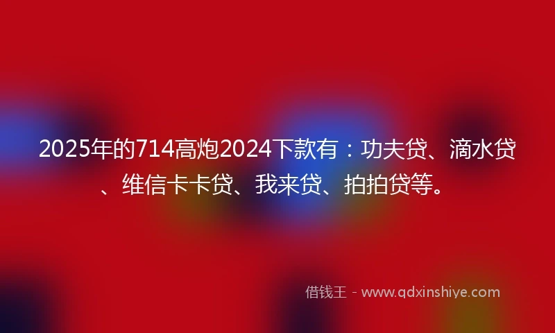2025年的714高炮2024下款有：功夫贷、滴水贷、维信卡卡贷、我来贷、拍拍贷等。