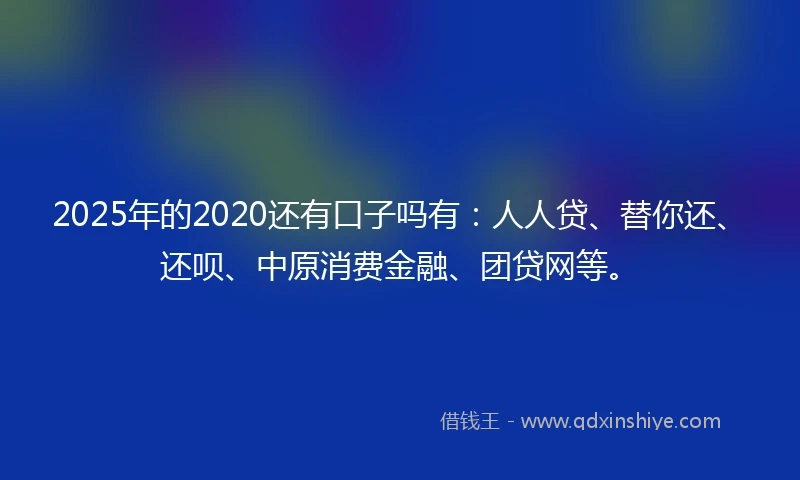 2025年的2020还有口子吗有：人人贷、替你还、还呗、中原消费金融、团贷网等。