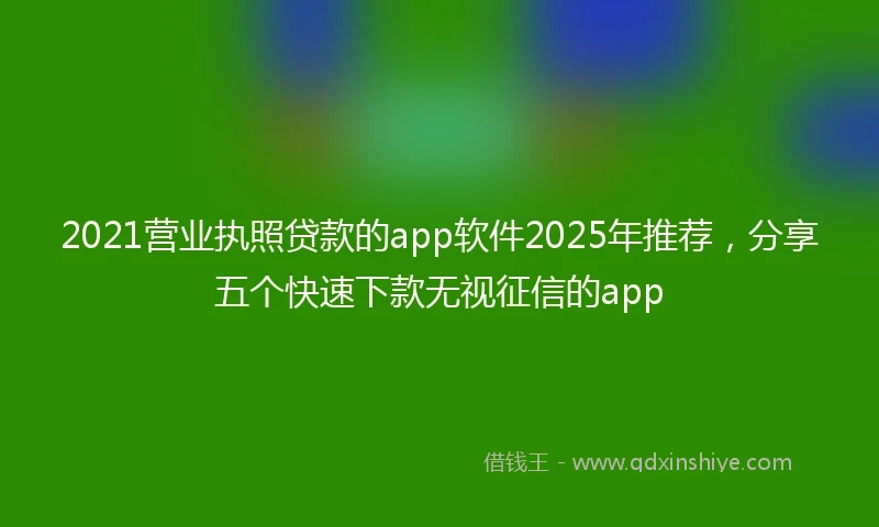 2021营业执照贷款的app软件2025年推荐，分享五个快速下款无视征信的app