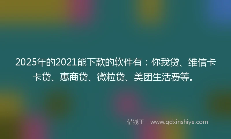 2025年的2021能下款的软件有：你我贷、维信卡卡贷、惠商贷、微粒贷、美团生活费等。