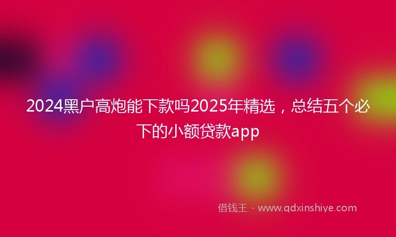 2024黑户高炮能下款吗2025年精选，总结五个必下的小额贷款app