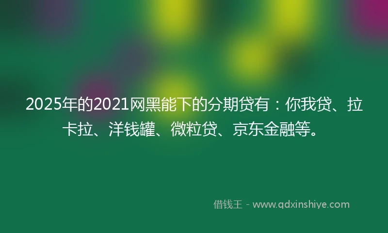 2025年的2021网黑能下的分期贷有：你我贷、拉卡拉、洋钱罐、微粒贷、京东金融等。