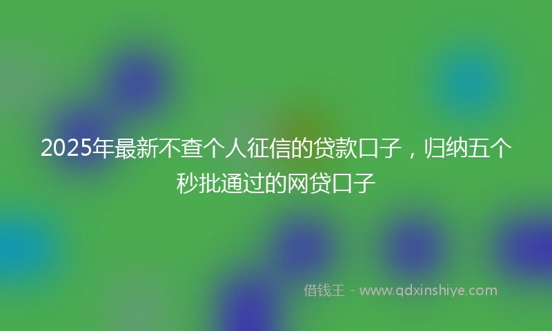 2025年最新不查个人征信的贷款口子，归纳五个秒批通过的网贷口子