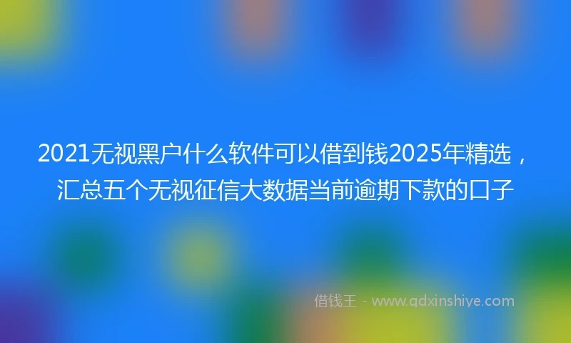 2021无视黑户什么软件可以借到钱2025年精选，汇总五个无视征信大数据当前逾期下款的口子