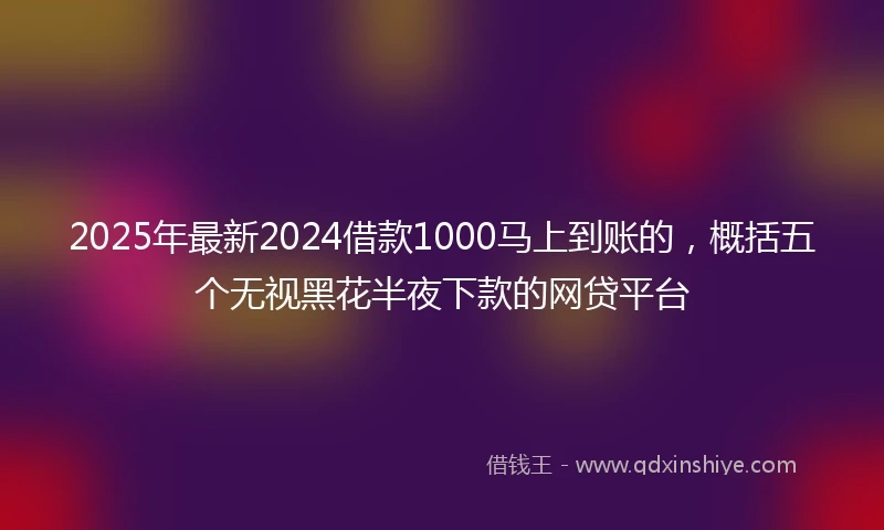 2025年最新2024借款1000马上到账的，概括五个无视黑花半夜下款的网贷平台