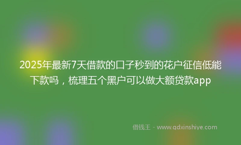 2025年最新7天借款的口子秒到的花户征信低能下款吗，梳理五个黑户可以做大额贷款app