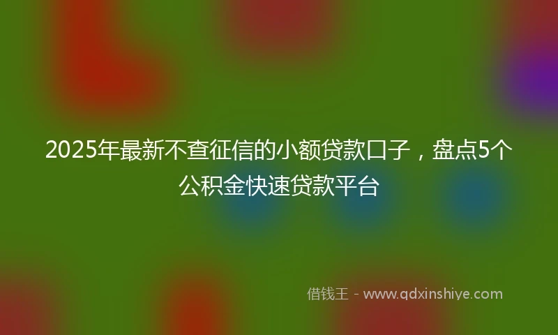 2025年最新不查征信的小额贷款口子，盘点5个公积金快速贷款平台