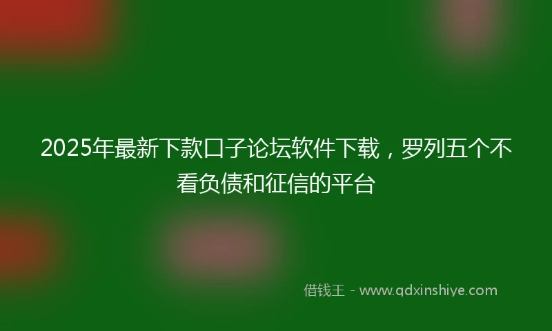 2025年最新下款口子论坛软件下载，罗列五个不看负债和征信的平台