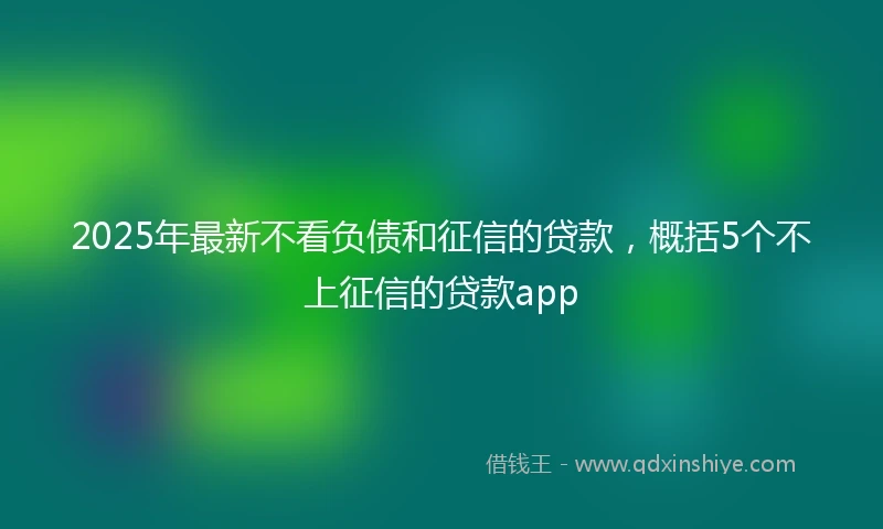 2025年最新不看负债和征信的贷款，概括5个不上征信的贷款app