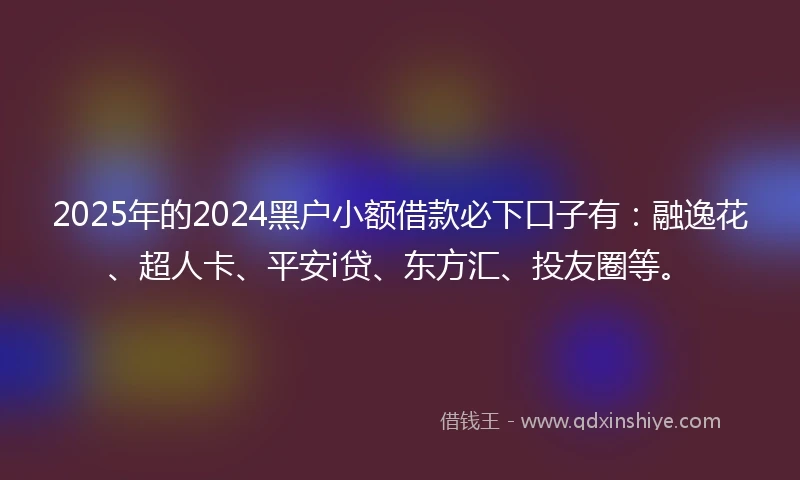 2025年的2024黑户小额借款必下口子有：融逸花、超人卡、平安i贷、东方汇、投友圈等。