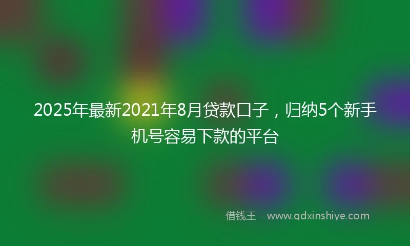 2025年最新2021年8月贷款口子，归纳5个新手机号容易下款的平台