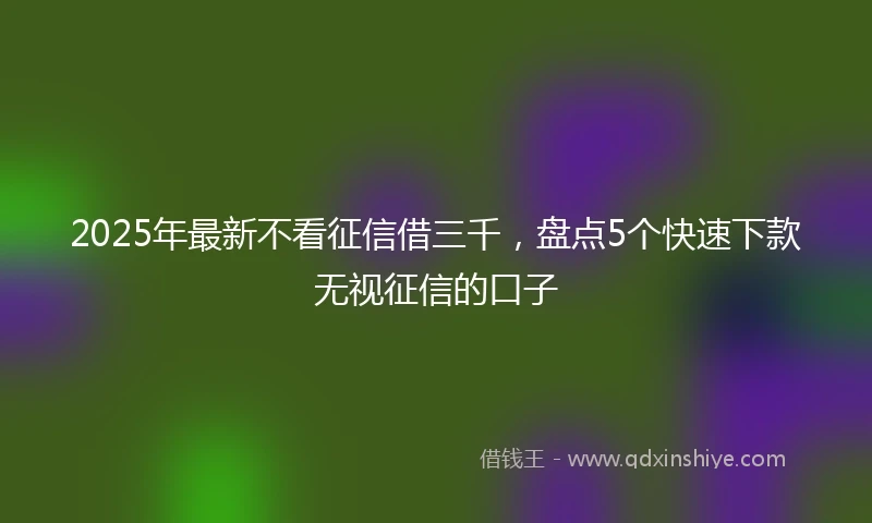 2025年最新不看征信借三千，盘点5个快速下款无视征信的口子