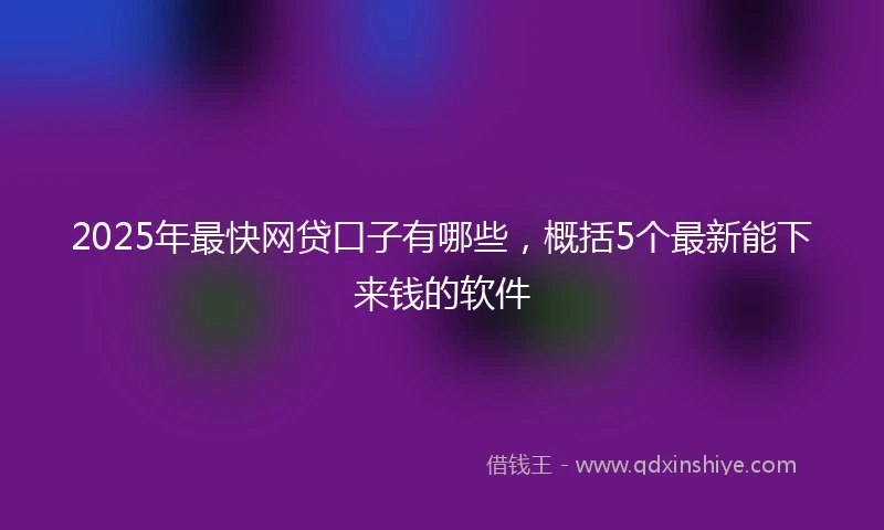 2025年最快网贷口子有哪些，概括5个最新能下来钱的软件