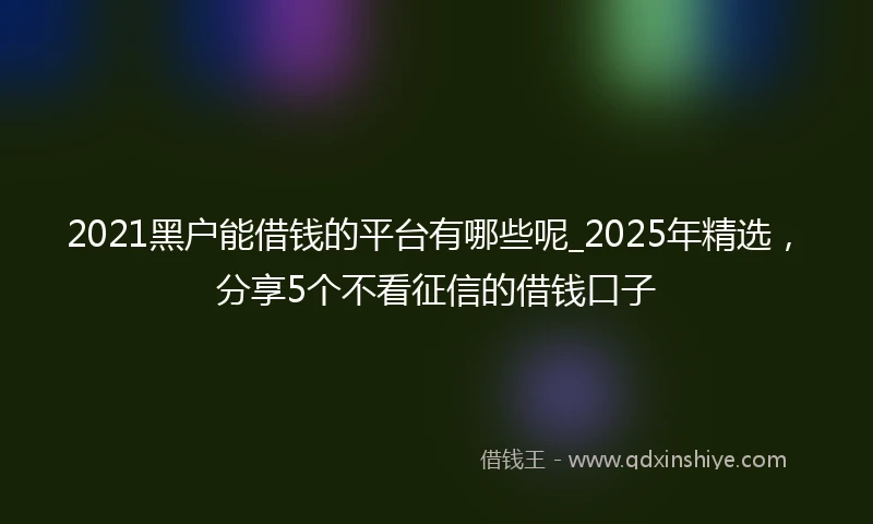 2021黑户能借钱的平台有哪些呢_2025年精选，分享5个不看征信的借钱口子
