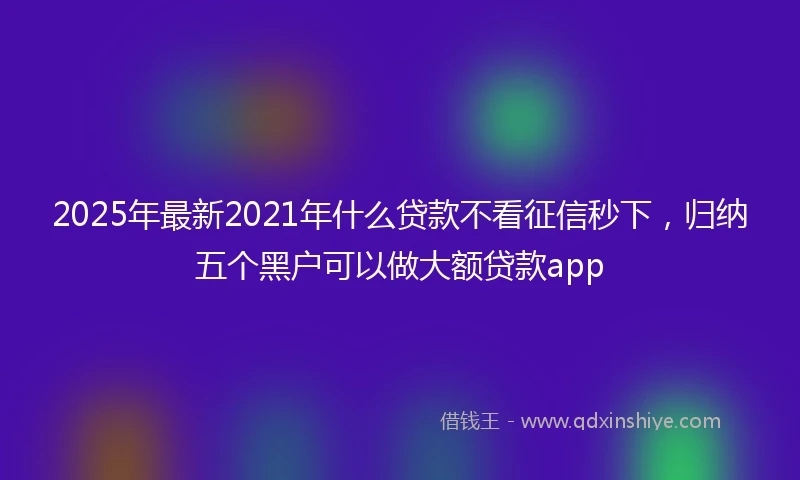 2025年最新2021年什么贷款不看征信秒下，归纳五个黑户可以做大额贷款app