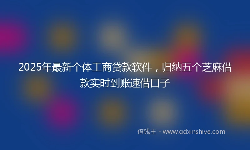 2025年最新个体工商贷款软件，归纳五个芝麻借款实时到账速借口子