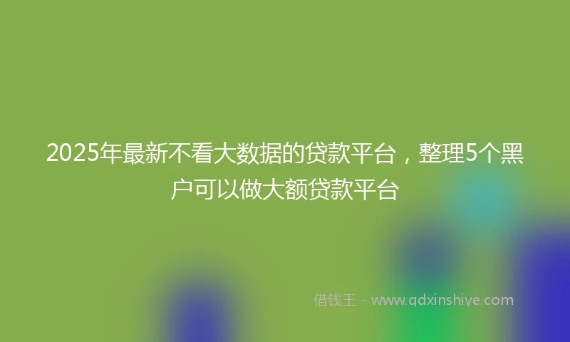 2025年最新不看大数据的贷款平台，整理5个黑户可以做大额贷款平台